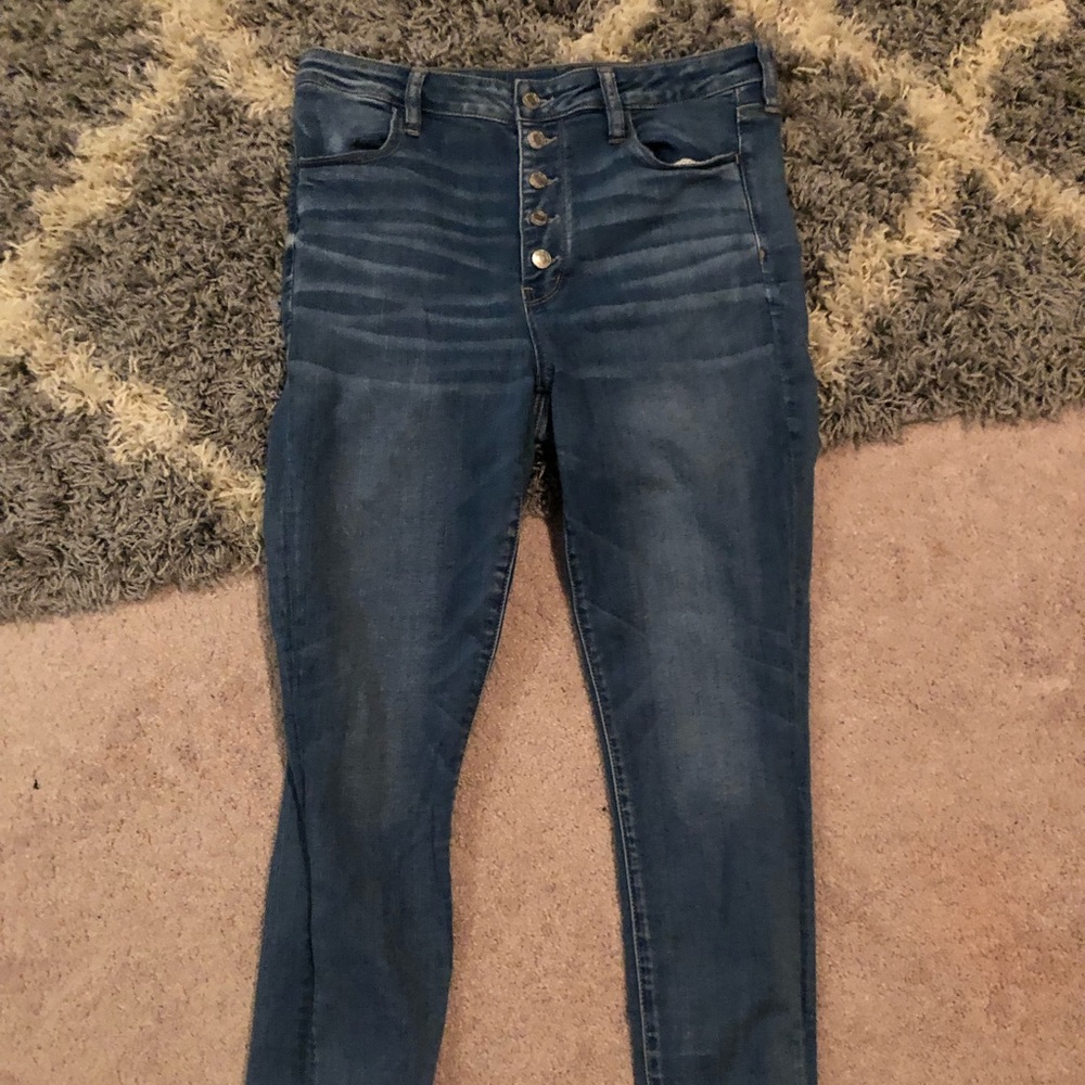 AEO High Waisted Button Jeans